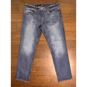 Hudson Straight Denim Jeans Blue Medium Wash Button Closure 5-Pocket Design Men